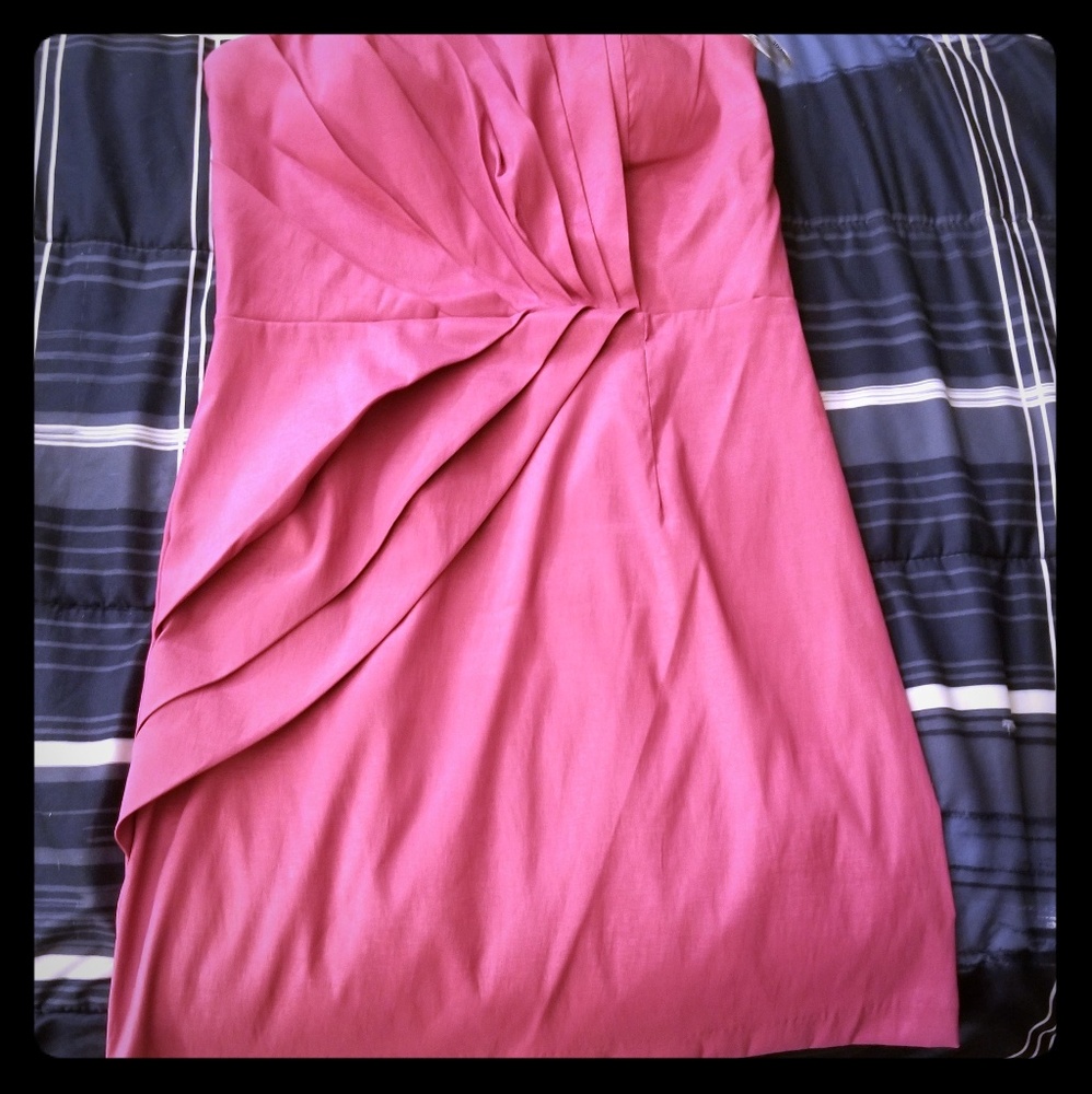 Strapless pink mini dress